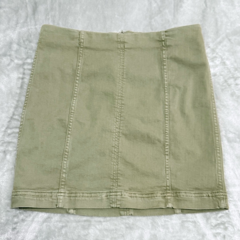 Free People Skirt Green Denim Mini Skirt Stretch Fit Womens Size 8